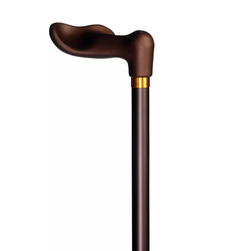 Bâton de marche anatomique, réglable à gauche, couleur bronze
