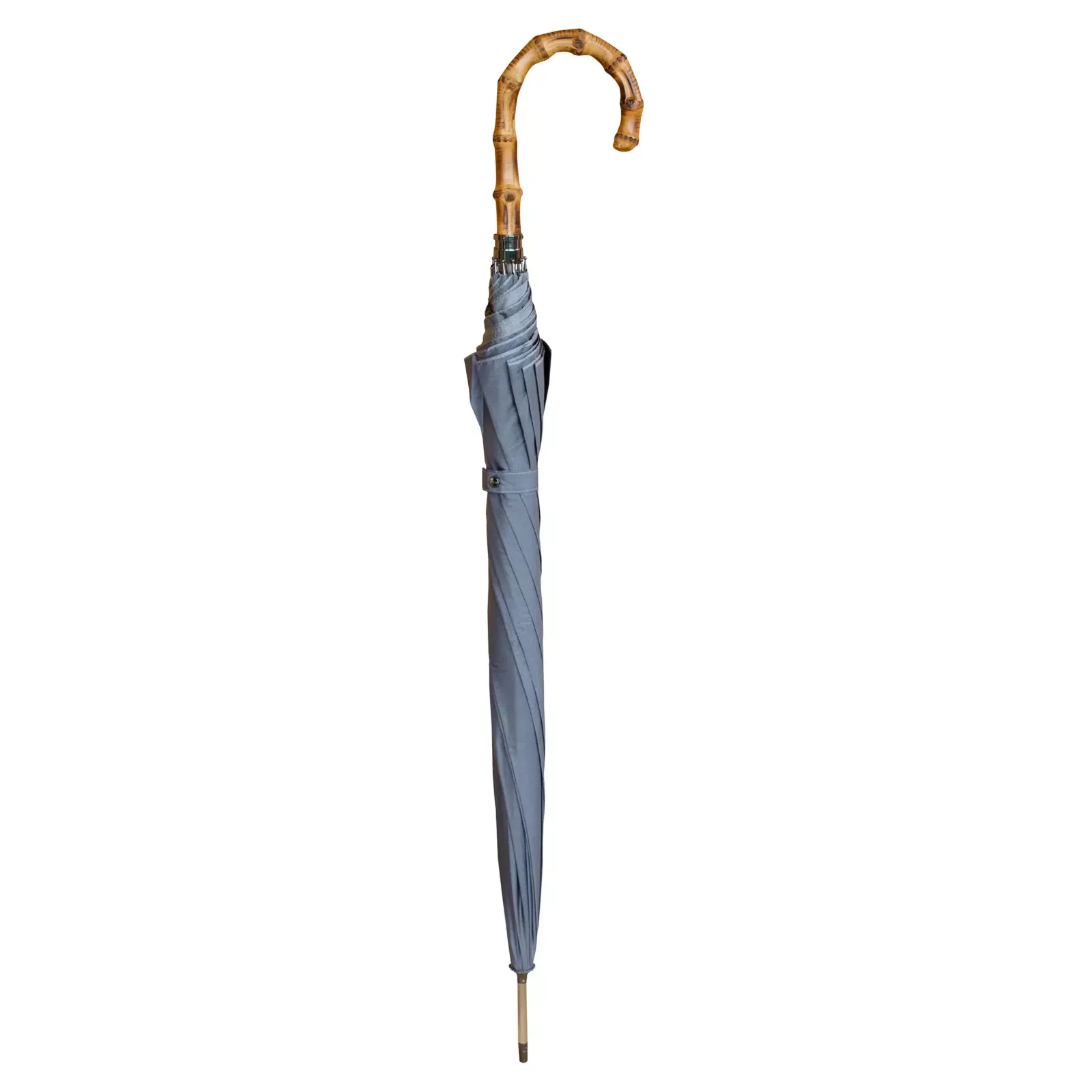 Parapluie à manche en bambou, 92 cm de long, gris