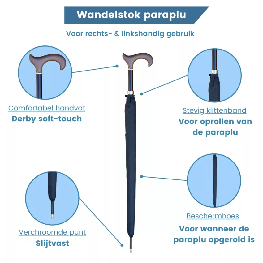 Canne parapluie avec poignée « soft touch »