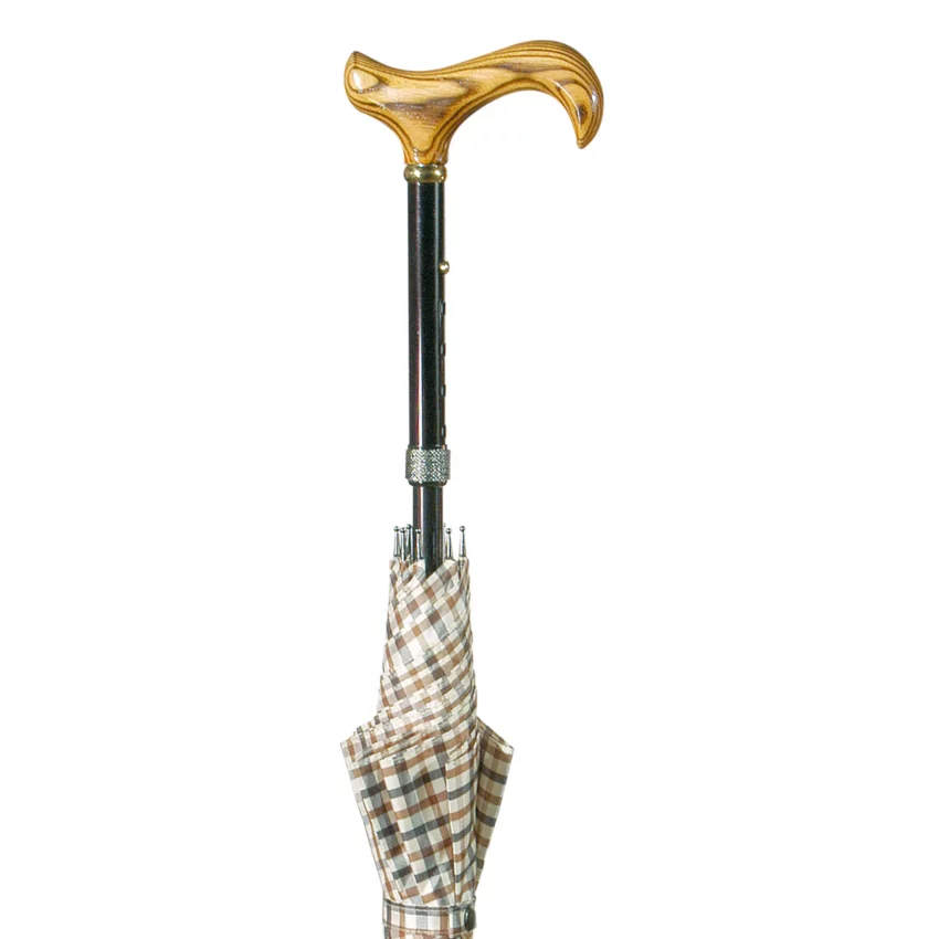 Canne de marche réglable avec parapluie et vitres