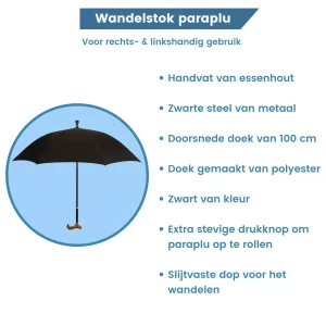 Canne de marche réglable avec parapluie – informations supplémentaires