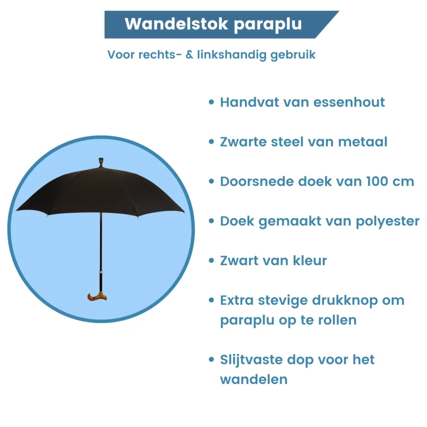 Canne de marche réglable avec parapluie – informations supplémentaires