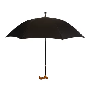 Canne parapluie dépliée, couleur noire