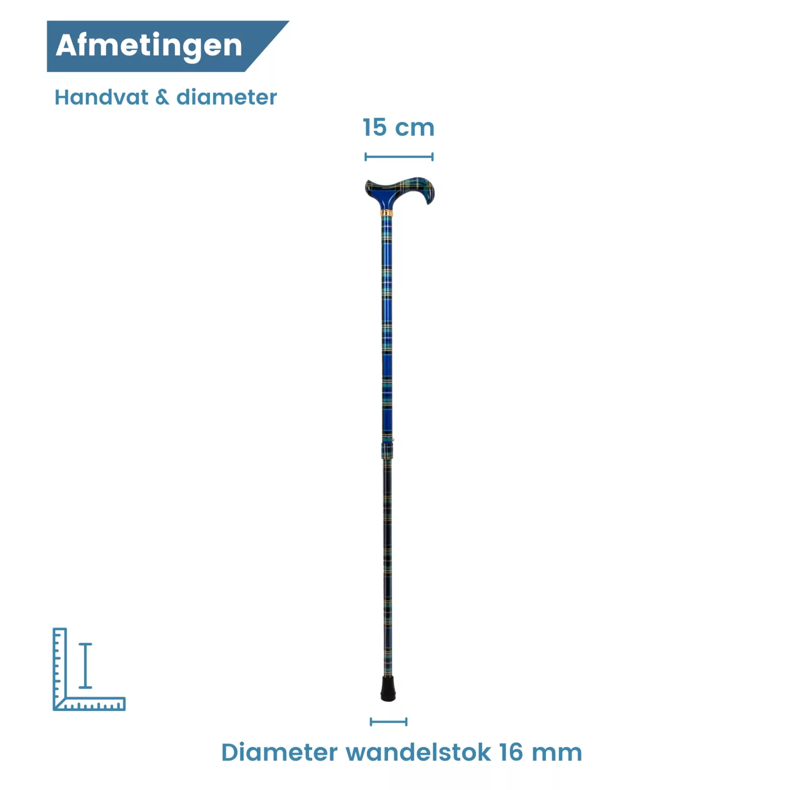 canne à carreaux bleus, diamètre