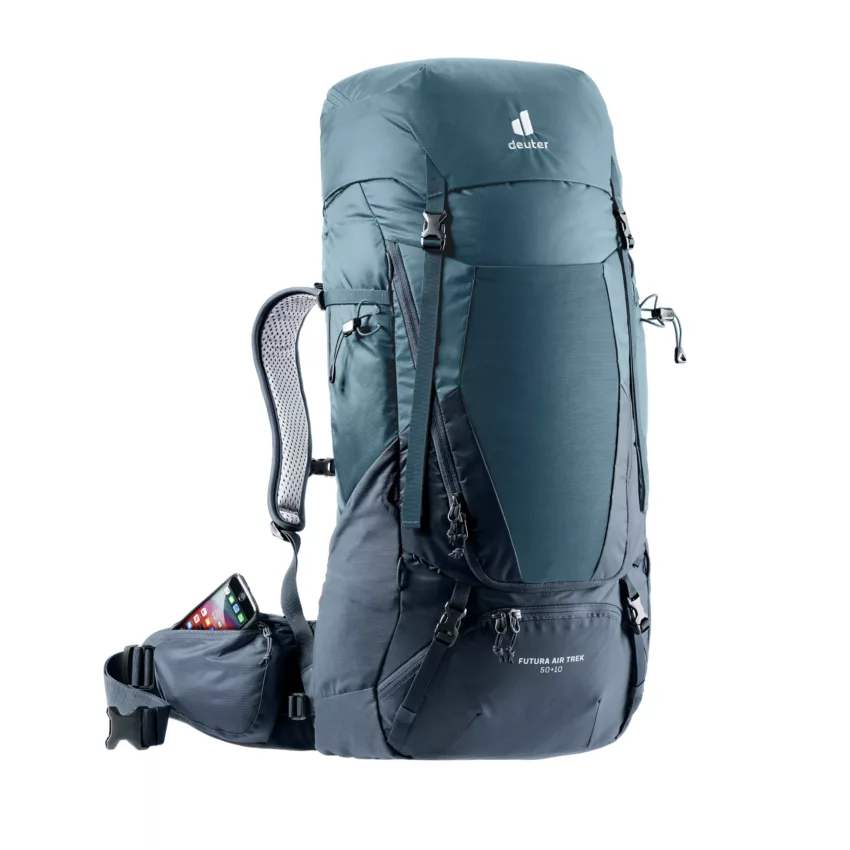 deuter Sac à dos de trekking Futura Air Trek 50+10 – Homme – Bleu
