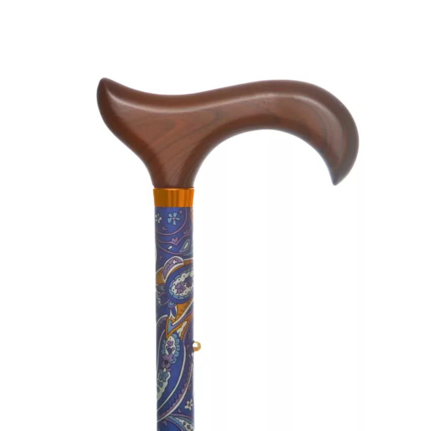 garcia 1880 canne de marche pliable avec poignée à imprimé bleu cachemire
