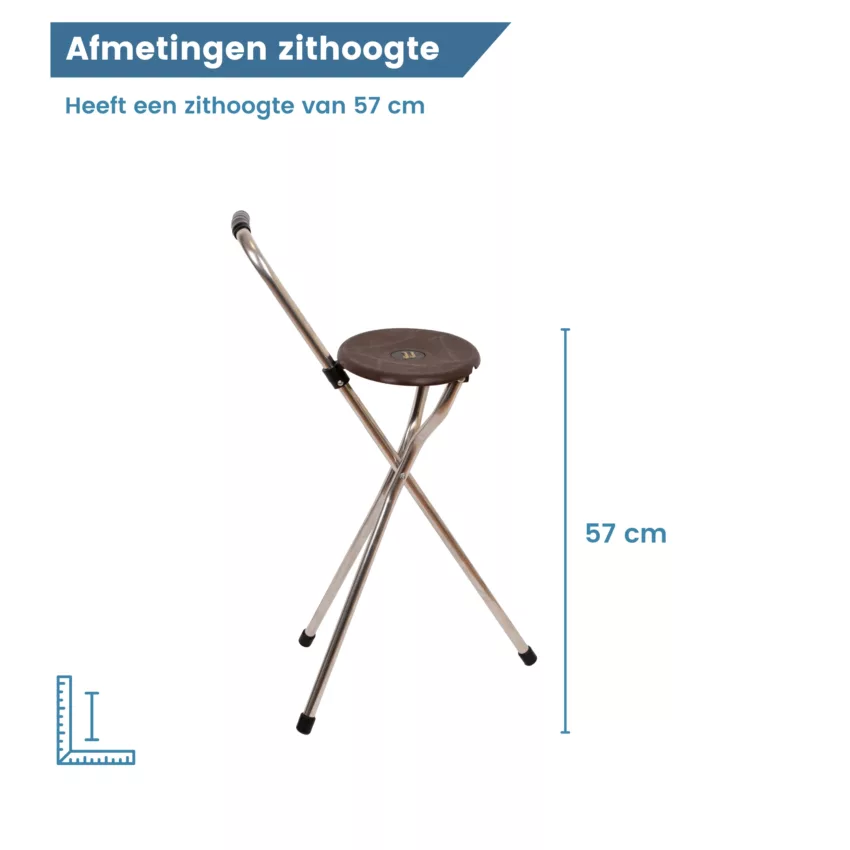 Bâton de marche Garcia avec siège tripode Trio Maxi marron – hauteur d'assise