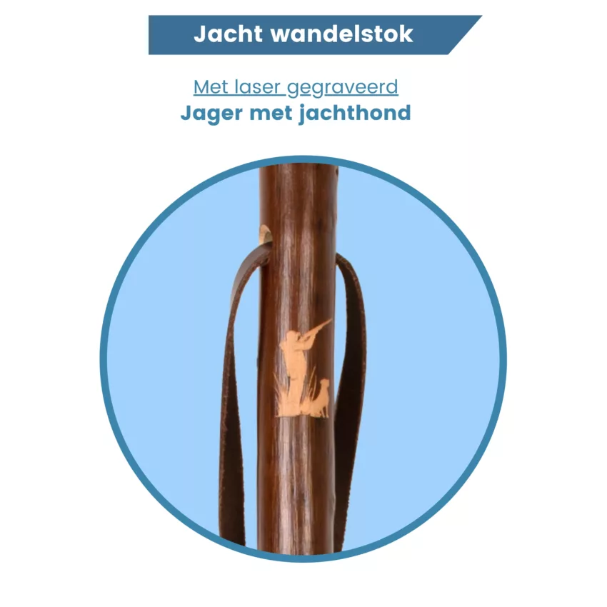 gastrock Bâton de chasse, chasseur avec chien de chasse, bois de châtaignier, logo