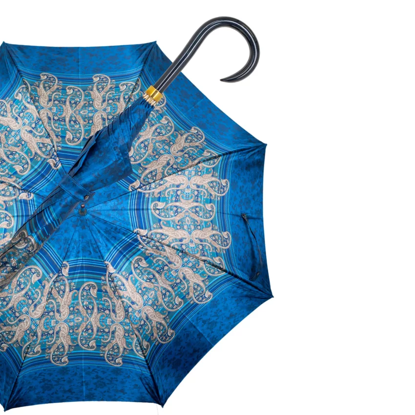 Parapluie en satin italien bleu