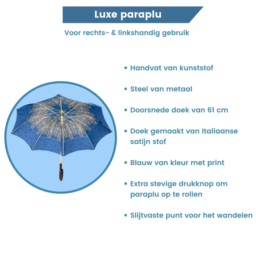 Parapluie de luxe – informations supplémentaires – bleu