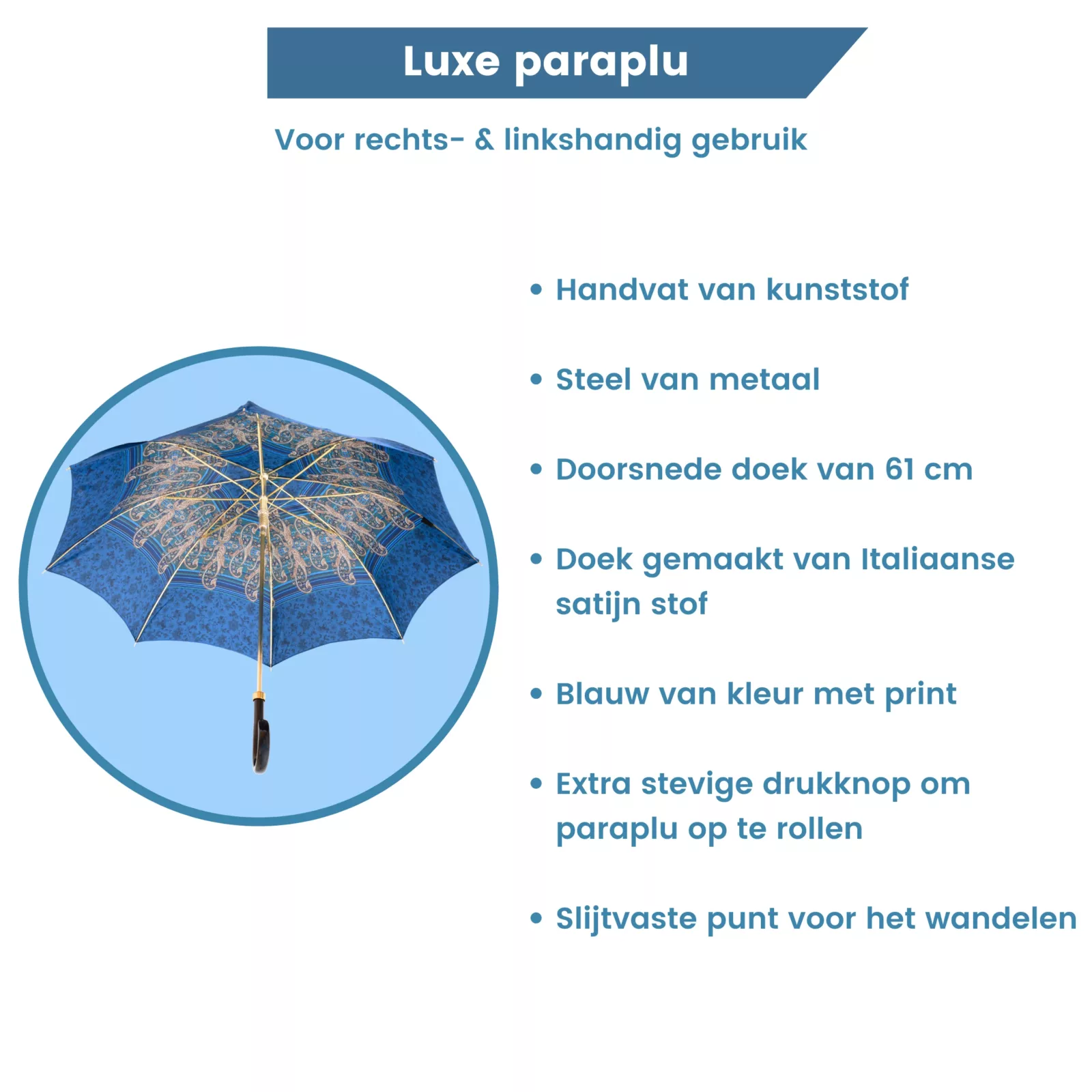 Parapluie de luxe – informations supplémentaires – bleu