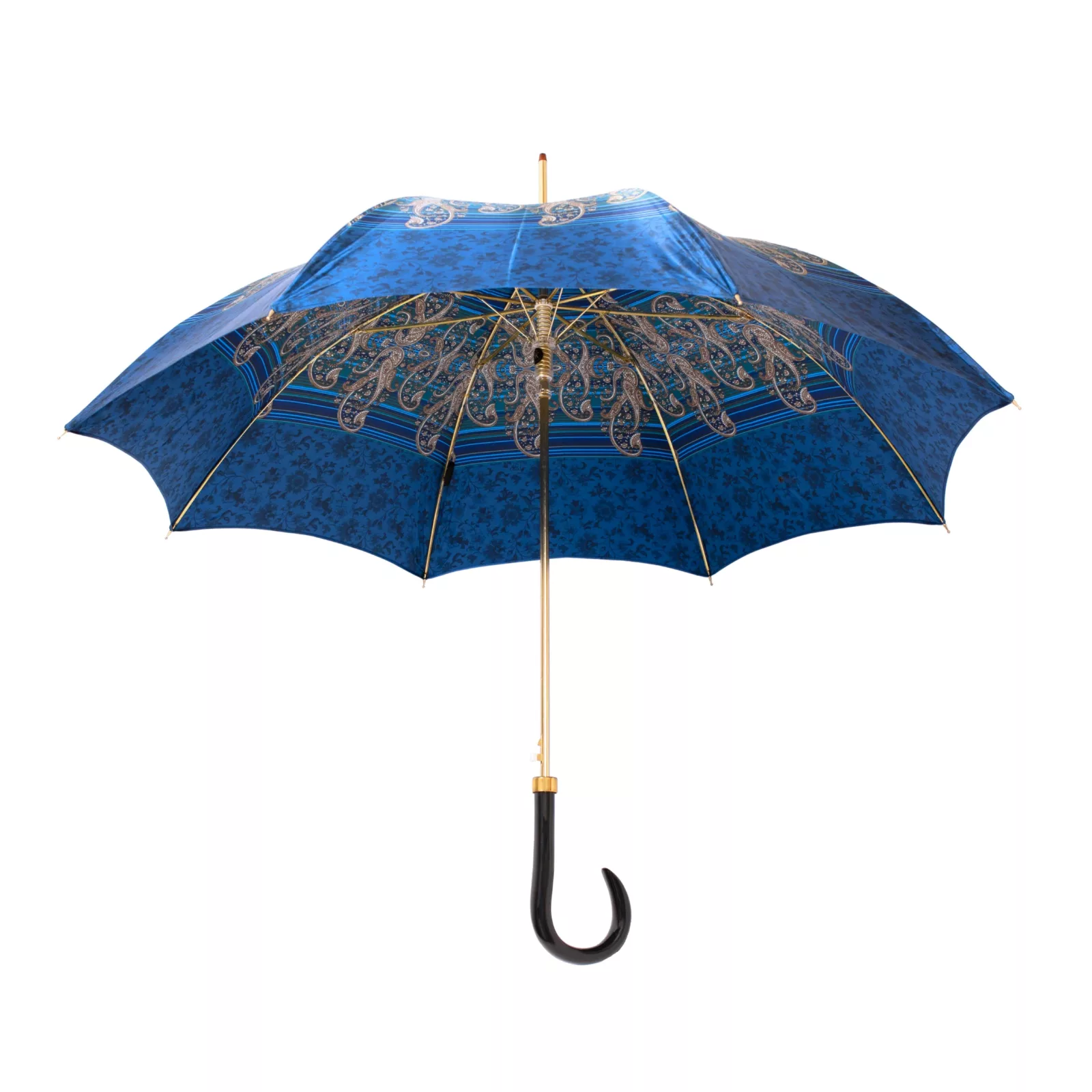 Parapluie ouvert en satin italien bleu