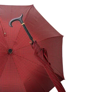 parapluie canne de marche rouge à carreaux