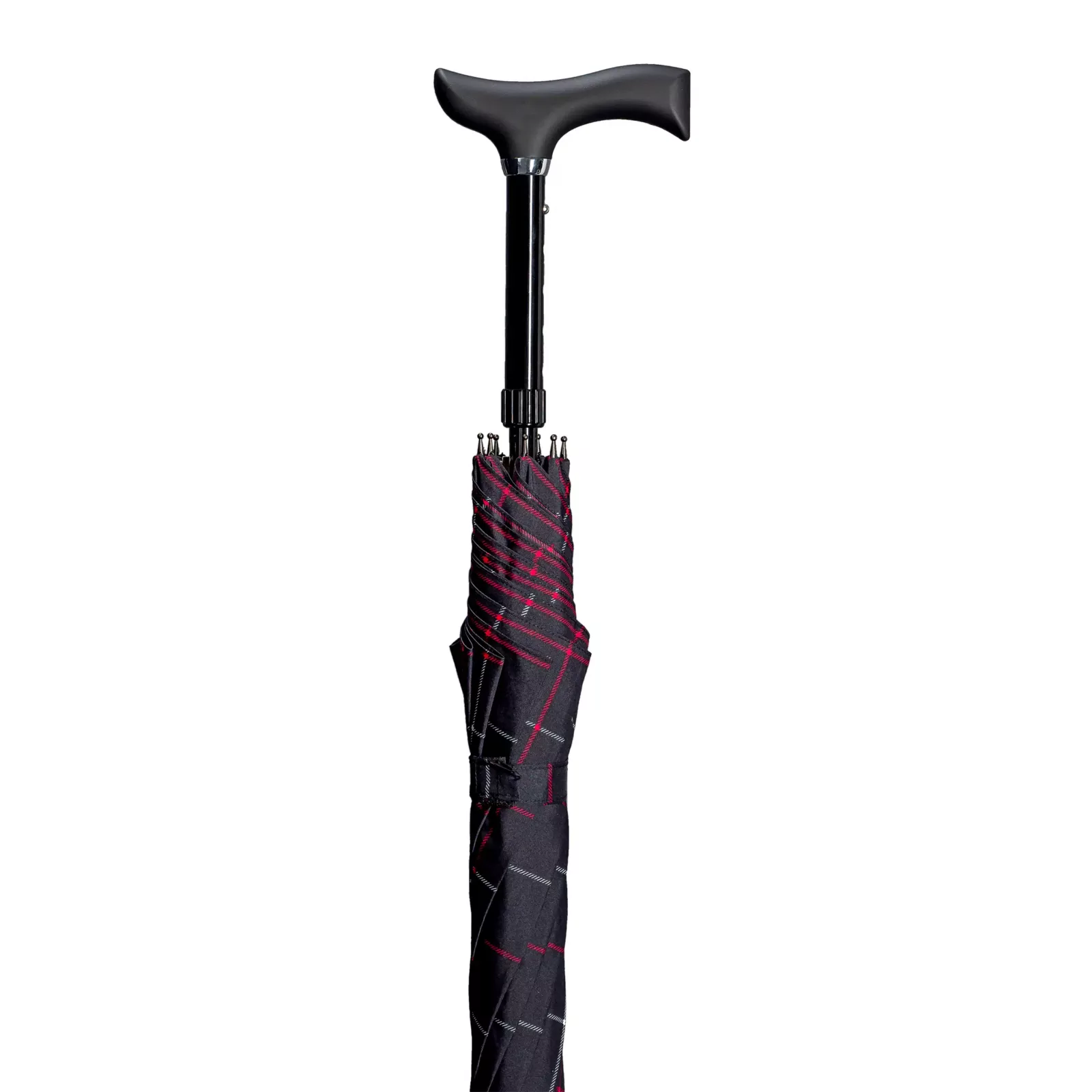 Parapluie canne « Stepbrella » noir à carreaux