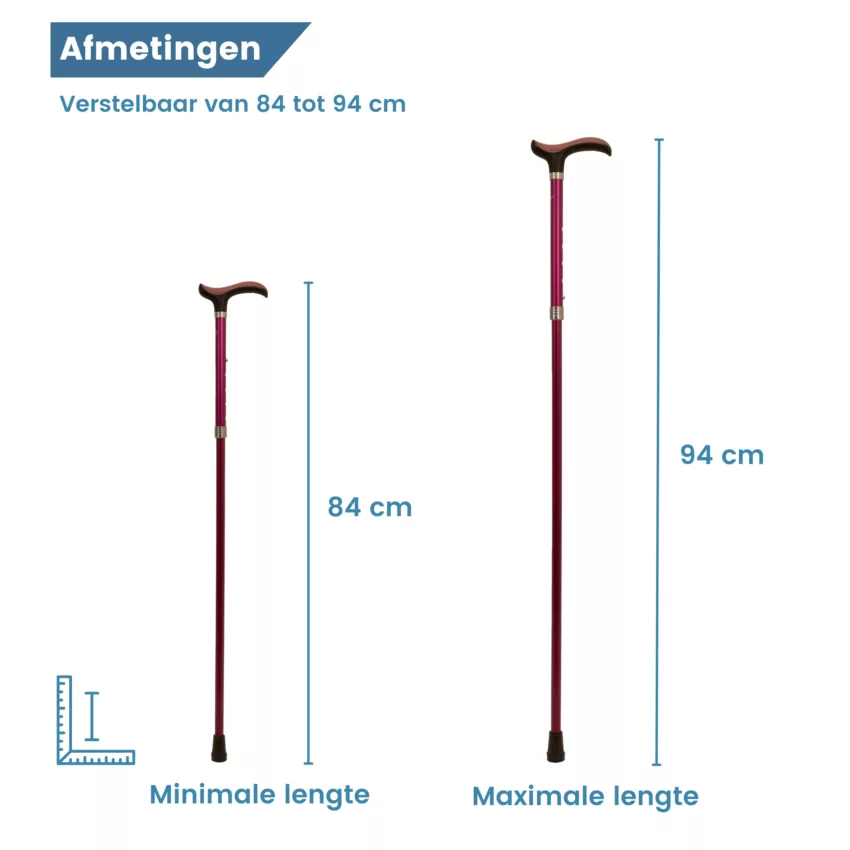 Dimensions de la canne de marche télescopique