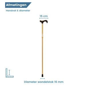 Dimensions de la poignée et diamètre de la canne dorée réglable