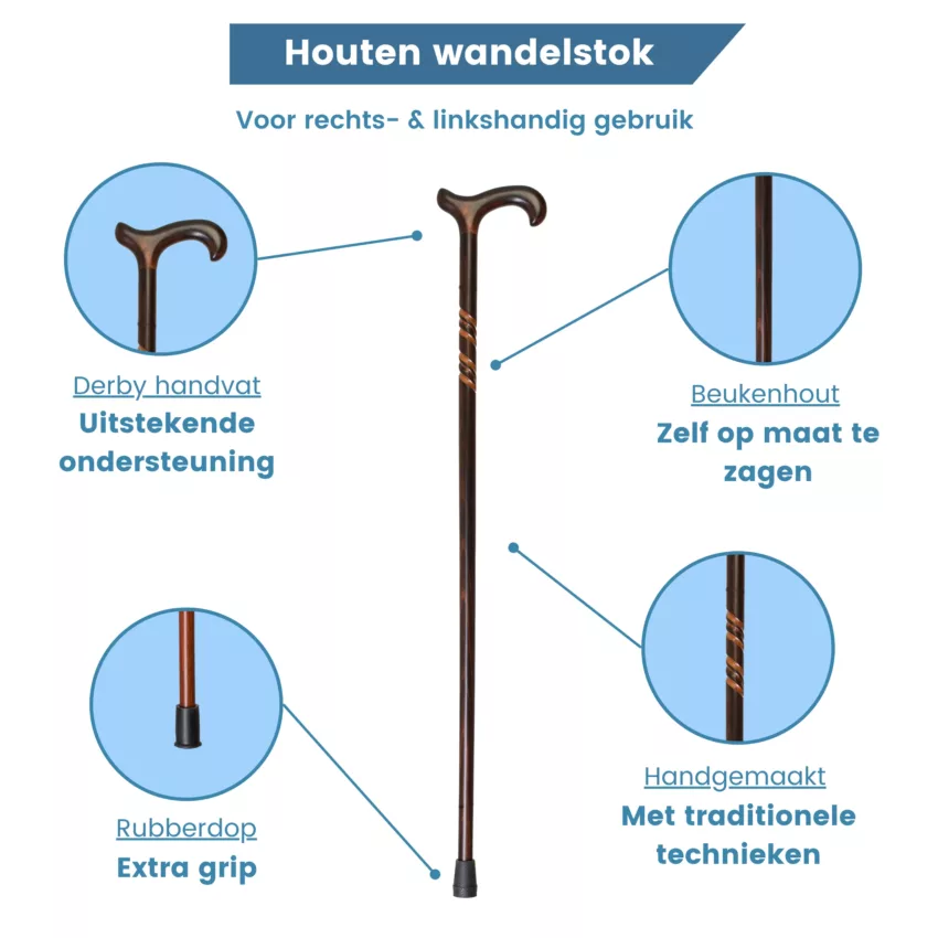 canne de marche en hêtre, spirale, ombre, USP