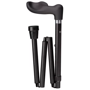 canne de marche ergonomique pliable noire soft touch gauche