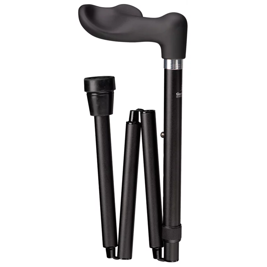 canne de marche ergonomique pliable noire soft touch gauche