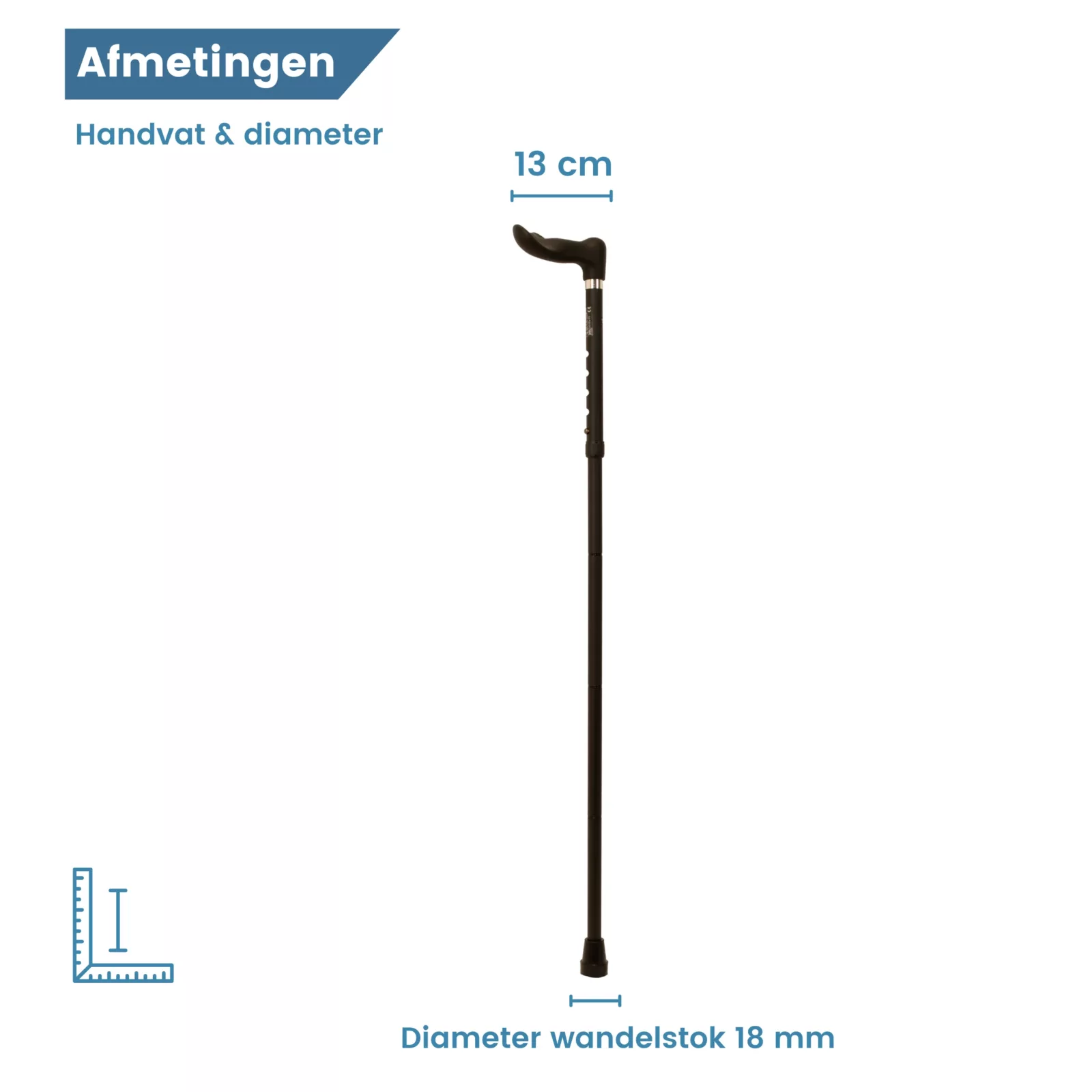 Canne anatomique noire – dimensions