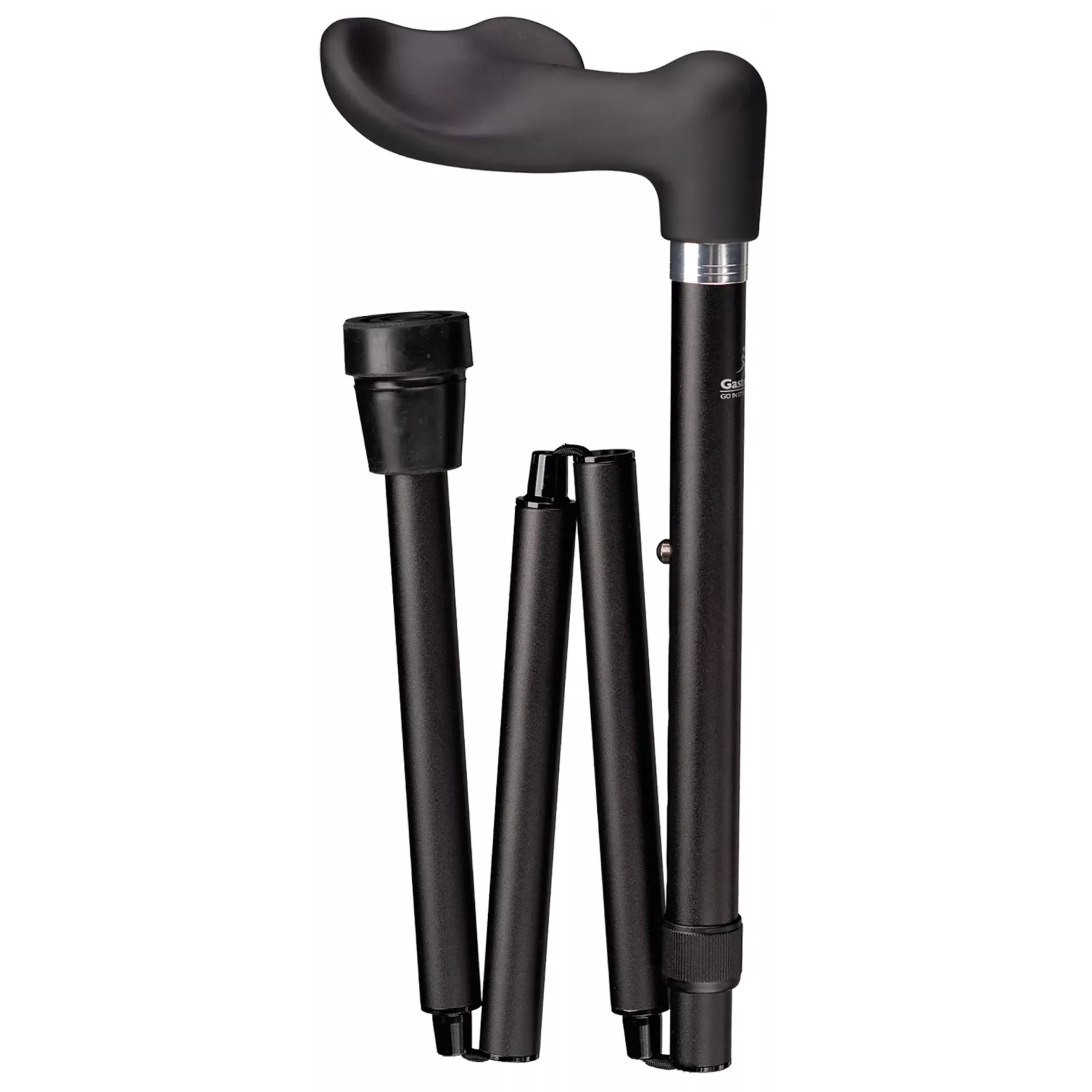 canne de marche ergonomique pliable noire soft touch gauche