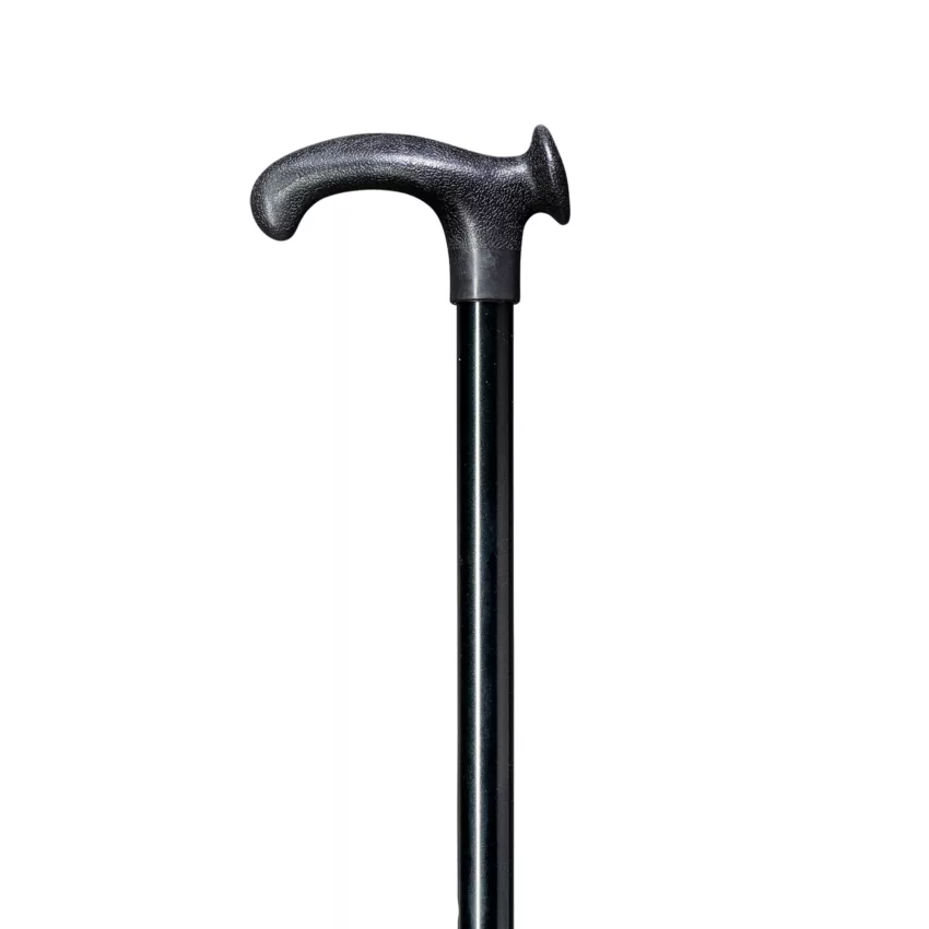 canne de marche ergonomique noire avec poignée à gauche