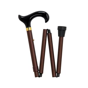canne de marche pliable avec poignée bronze et noire
