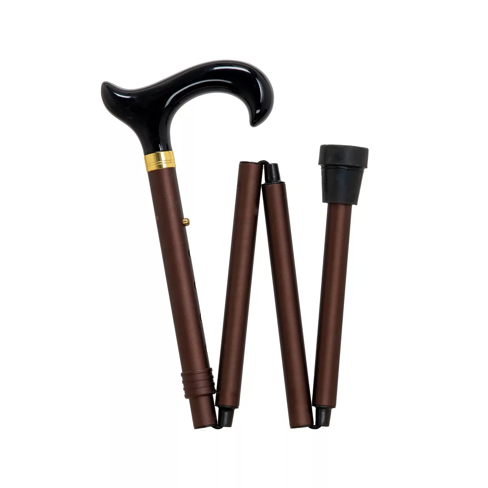 canne de marche pliable avec poignée bronze et noire
