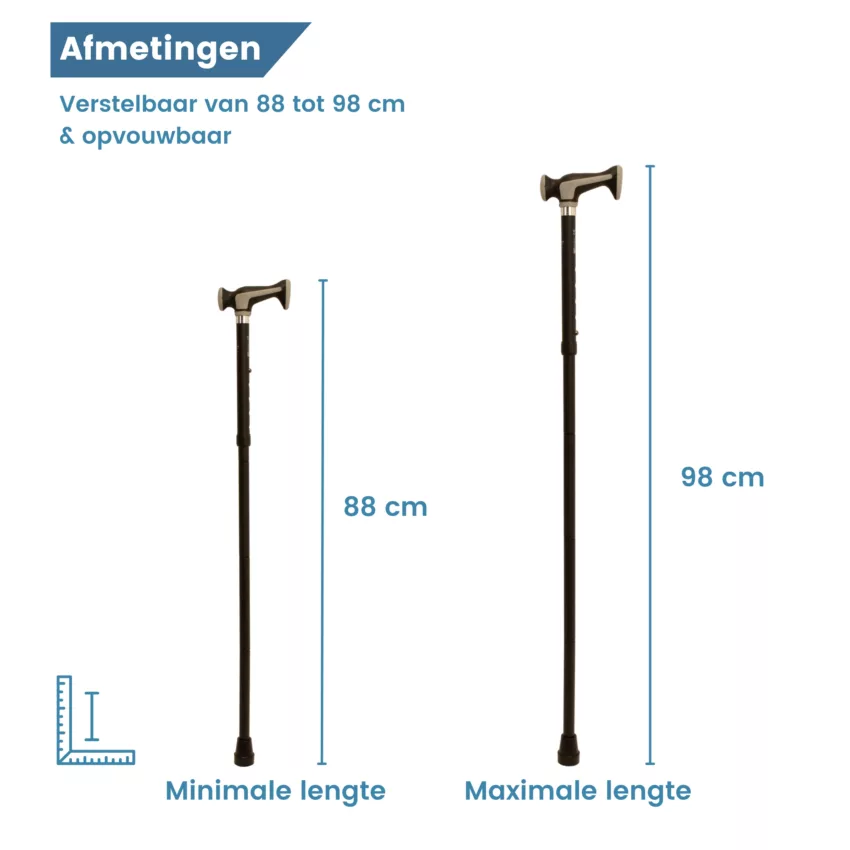 gastrock canne pliable noire souple « Escort » – dimensions
