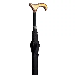Canne parapluie 92 cm noire en bois de bouleau avec poignée Derby