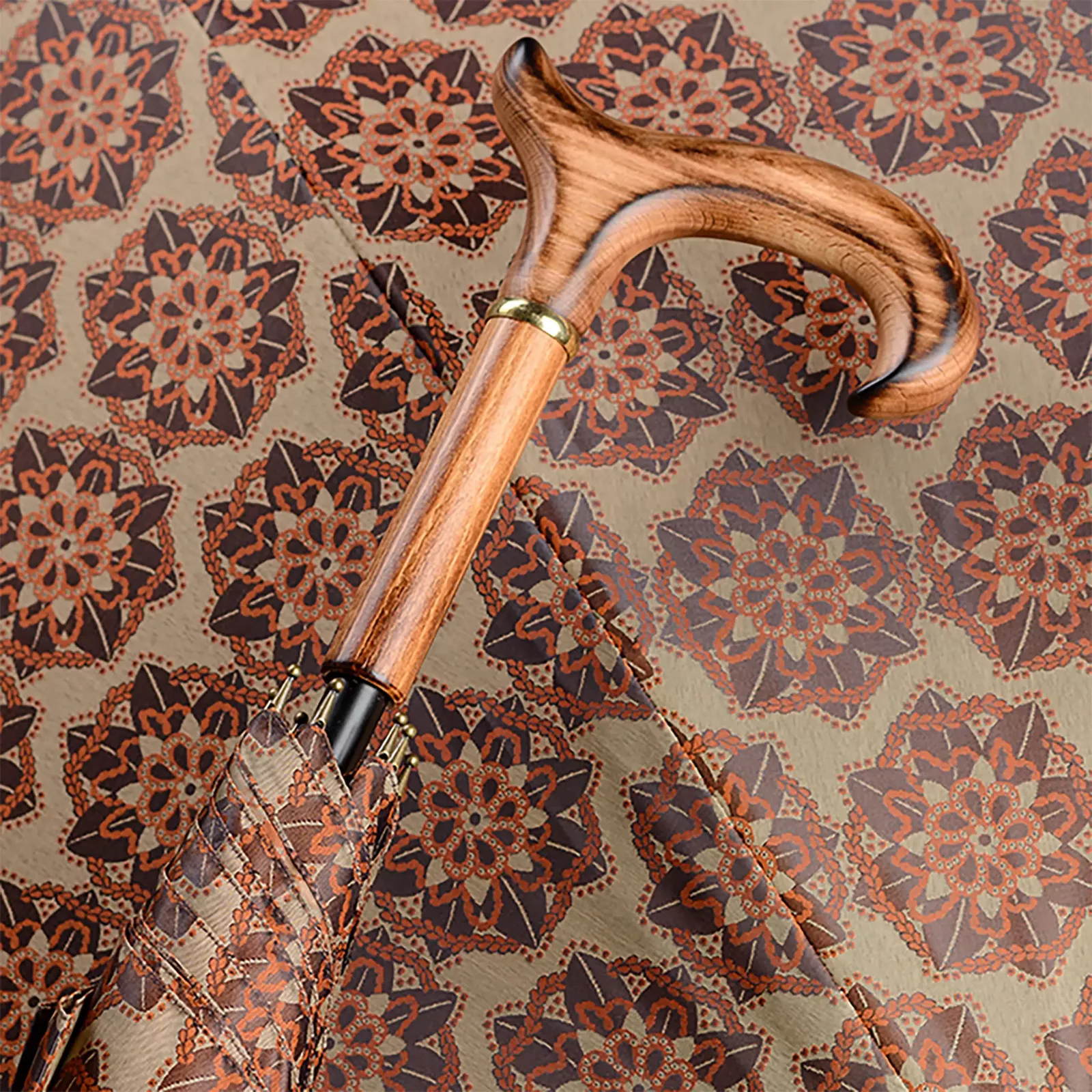 parapluie canne en tissu italien beige