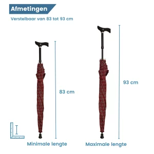 Dimensions du parapluie canne