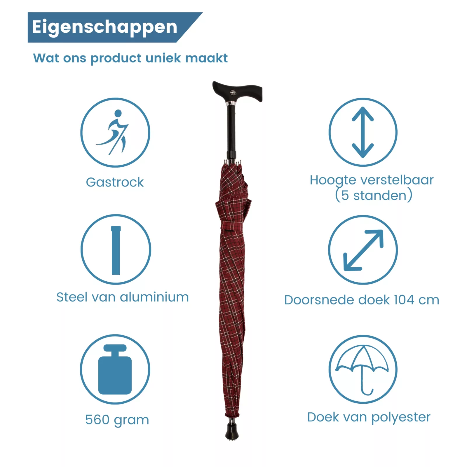Caractéristiques de la canne parapluie