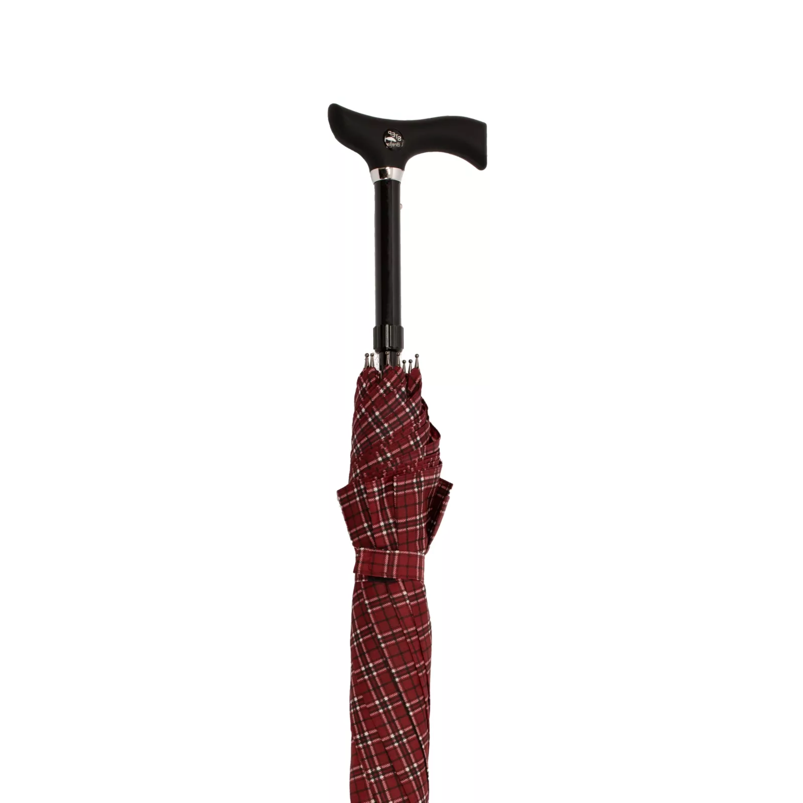 Canne parapluie rouge à carreaux, repliable
