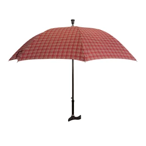 Canne parapluie rouge à carreaux, entièrement