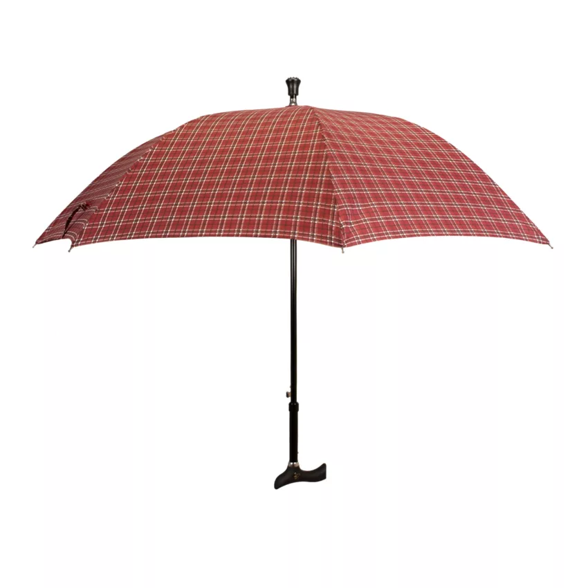 Canne parapluie rouge à carreaux, entièrement