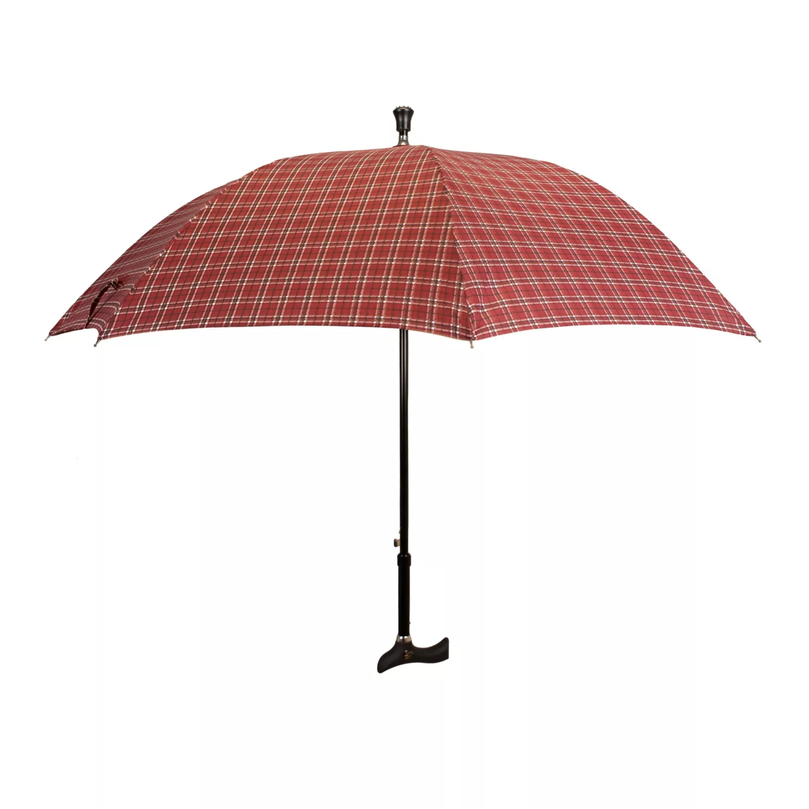 Canne parapluie rouge à carreaux, entièrement