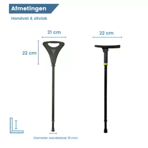 gastrock Canne-siège « flipstick » noire – dimensions