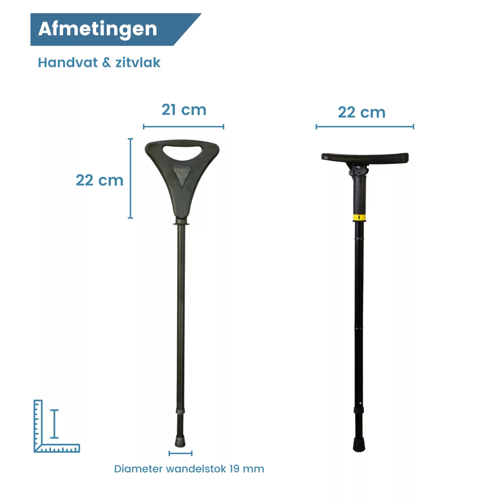gastrock Canne-siège « flipstick » noire – dimensions