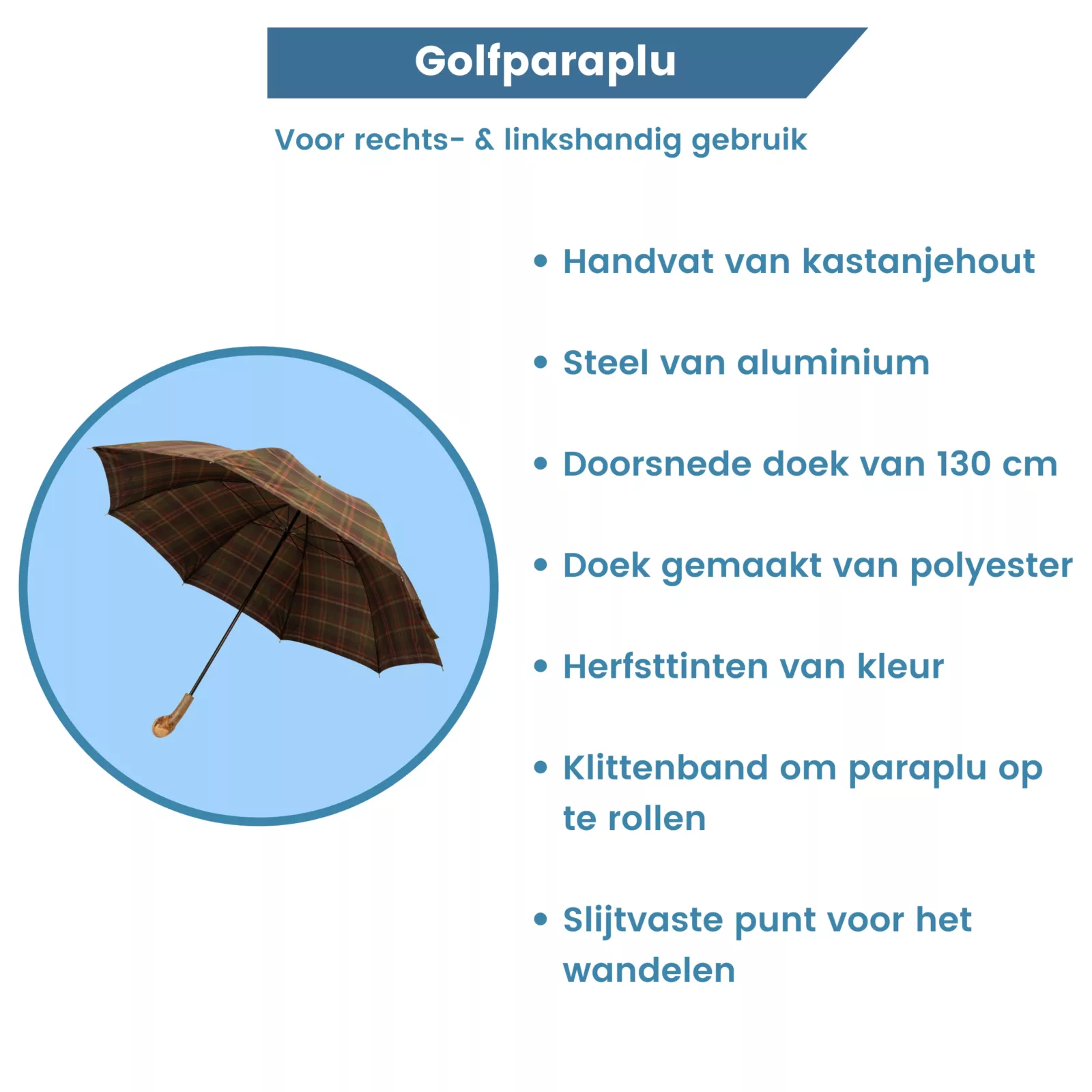 Caractéristiques du parapluie de golf aux teintes automnales