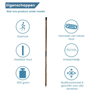 Bâton de chasse en noisetier de 175 cm de long