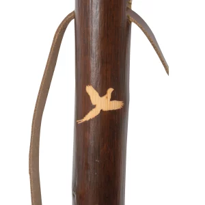 Bâton de chasse en bois de châtaignier avec logo faisan
