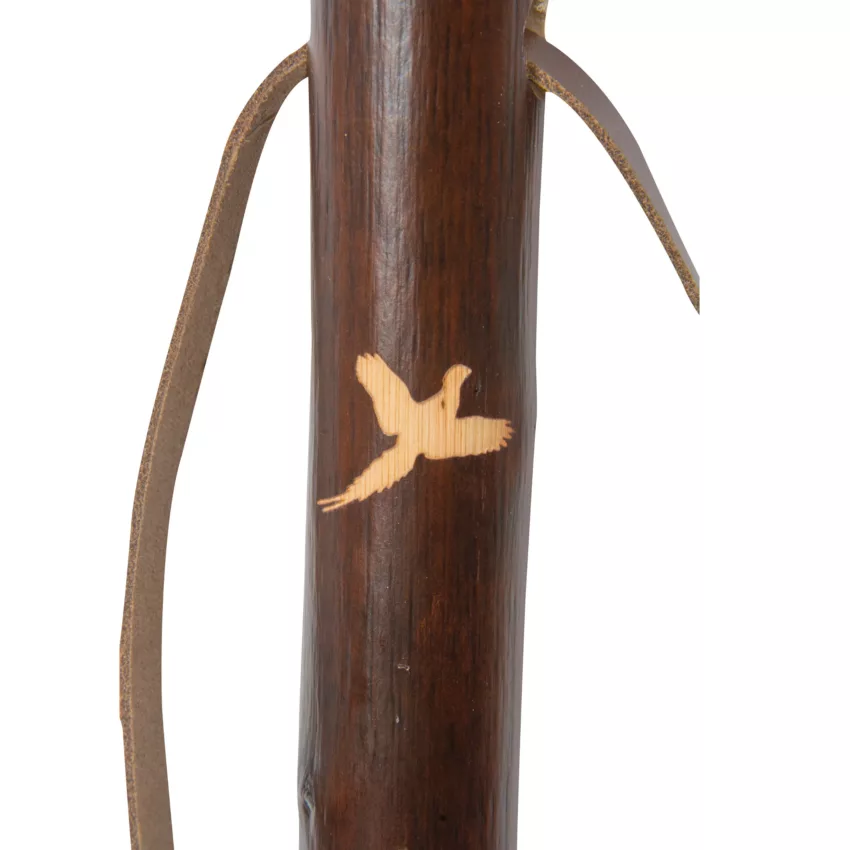 Bâton de chasse en bois de châtaignier avec logo faisan