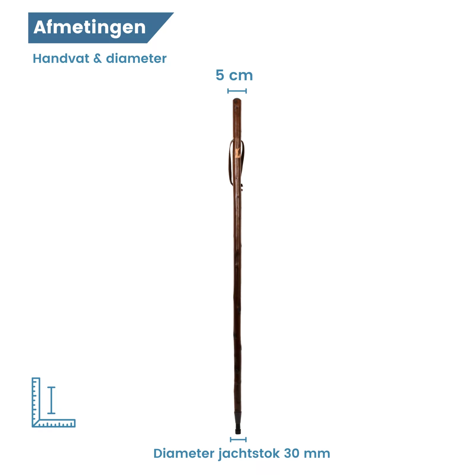 Bâton de chasse en bois de châtaignier, homme tirant avec un chien, diamètre