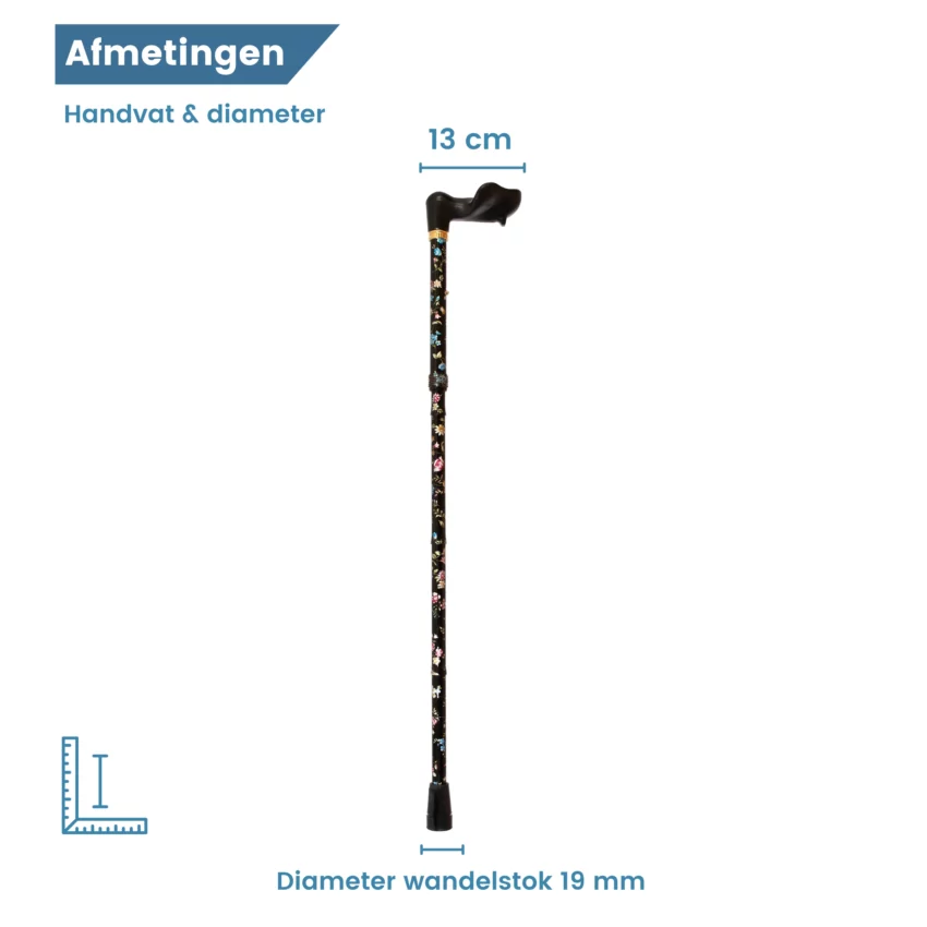 diamètre canne de marche ergonomique fleurs