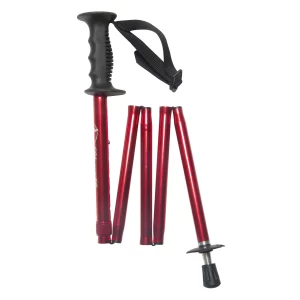 bâtons de randonnée pliables rouges repliés