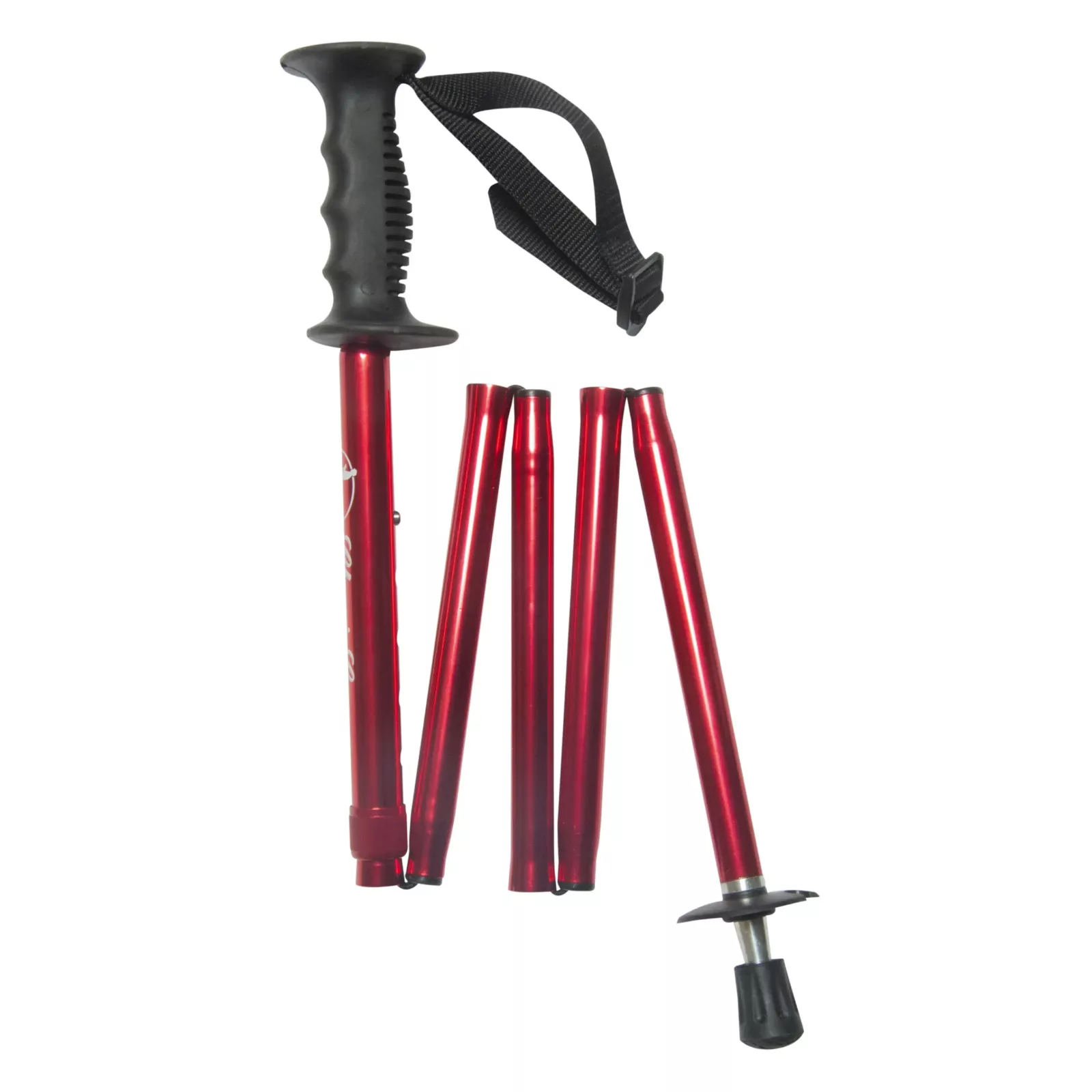 bâtons de randonnée pliables rouges repliés