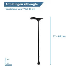 canne-siège noire, hauteur d'assise