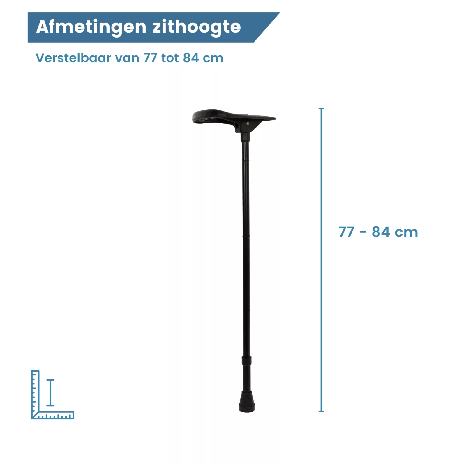 canne-siège noire, hauteur d'assise