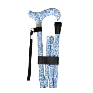canne de marche pliable blanche et bleu clair
